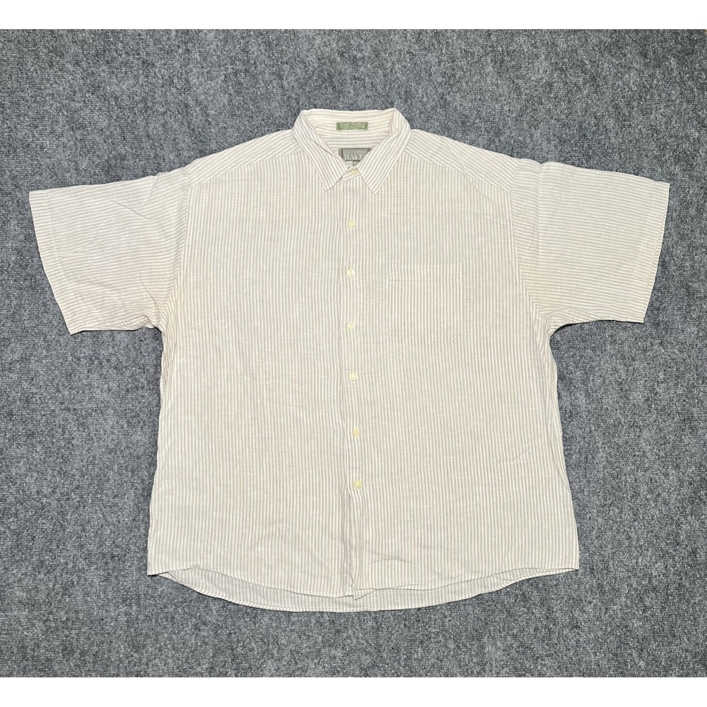 VTG Christopher Hayes Single Needle Button Up Striped Men XL Linen Cotton Blend